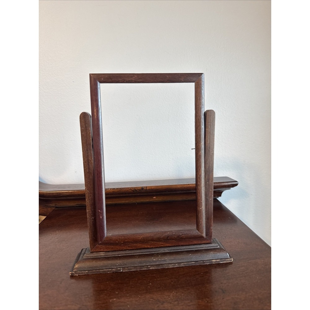 Vtg Art Deco Swivel Wooden Picture Frame for 5x8" Photo Tilt Swinging